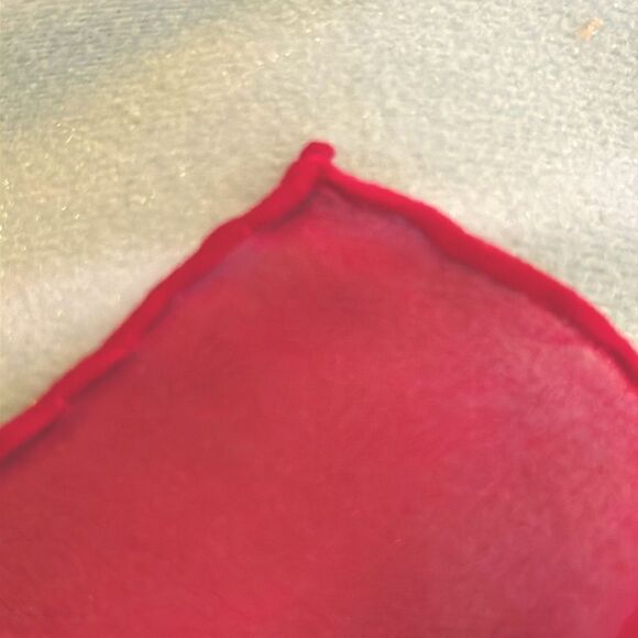 Hand painted red silk chiffon abstract modernist scarf 12” x 68” - Picture 5 of 7